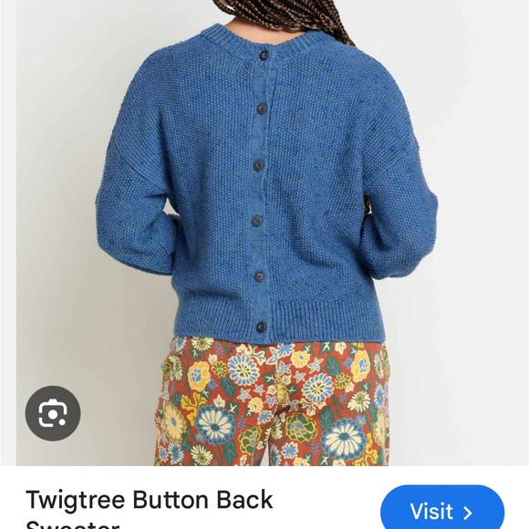 NWT Toad & Co W's TwigTree Button Back Sweater- Pacific Blue - Picture 6 of 6